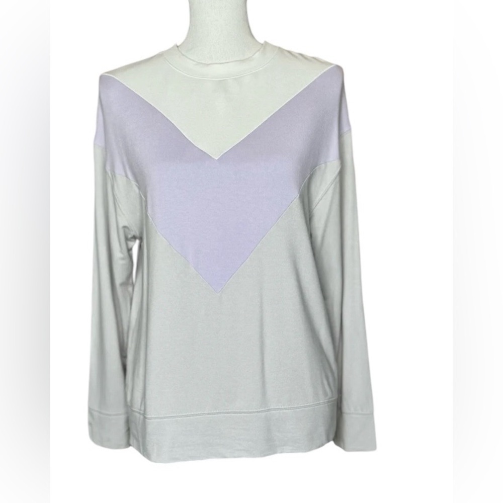 Rachel Zoe Lightweight Color-Block Geometric Long-Sleeve Sweatshirt Pullover